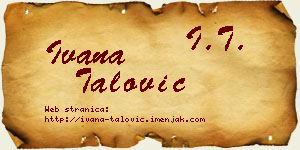 Ivana Talović vizit kartica